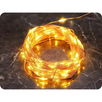 Vánoční dekorace LED dekorační řetěz 5m, 50LED, 3xAA, teplá bílá, bez funkcí, měď [X0150121]