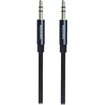 Audio kabel Swissten audiokabel 3,5 mm jack male - 3,5 mm jack male 1,5 M černý textilní