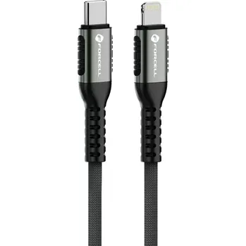 Datový kabel Kabel USB-C na Lightning Forcell F-Energy PD 3A 27W Cafule 3 m, černý