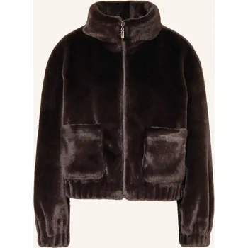 Dámský kabát Monari Dámská Bunda Z Umělé Kožešiny, tmavě hnědá, 34