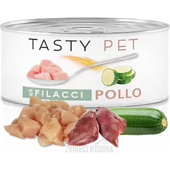 Krmivo pro kočku TASTY PET premium kuřecí maso, játra a cuketa ve vývaru 85g