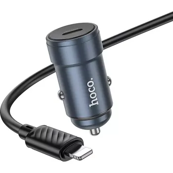 CL adaptér HOCO Z57, 1x USB C, QC 3.0, PD 30W, kabel USB C na Lightning, barva metal grey