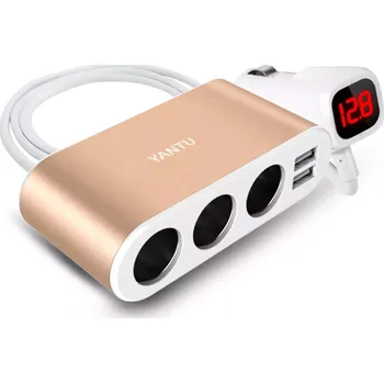 CL rozbočovač zásuvek do zapalovače B08 - 3 zásuvky + 2x USB A - 3,1A (120W) zlatá