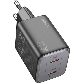 Cestovní nabíječ HOCO N42 GaN, 2x USB C, QC 3.0 PD 45W (1x 25W, 1x 20W), barva černá