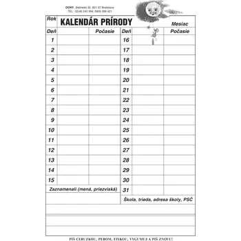 Kalendář SADA 5 ks Smázačky Obecná Gramotnost: Kalendář přírody (formát A4)