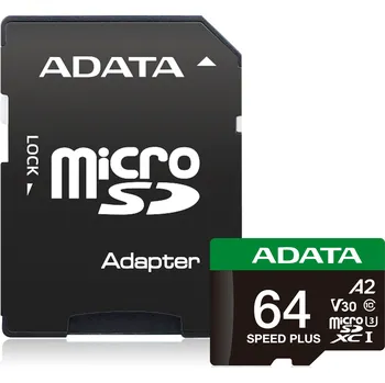 Paměťová karta Adata Speed Plus/Micro SD/64GB/UHS-I U3 / Class 10/+ Adaptér