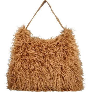 Kabelka Stylová dámská plyšová kabelka do ruky Oresti, camel