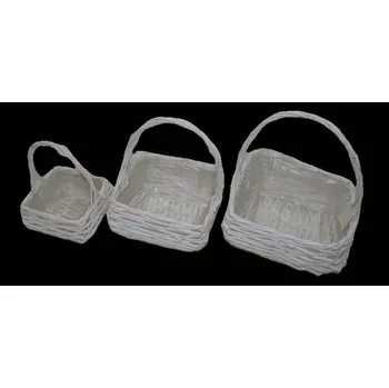 GGV Košík aranžérský, proutěný s uchem a igelitem, sada 3 kusy bílá