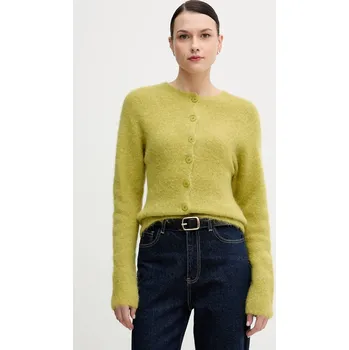 Dámský svetr Kardigan s příměsí vlny z alpaky Sandro Ferrone S9YBFNESPOLO zelená 91X, vel. M