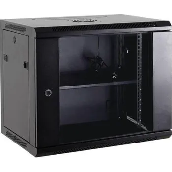 Switch Netrack wall/hanging cabinet 19",18U/600 mm,glass door,black,remov. side pan. (019-180-66-022)