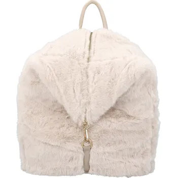 Městský batoh Módní dámský plyšový batůžek Lygie, krémový