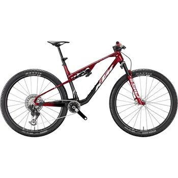 Jízdní kolo KTM SCARP EXONIC 29 TRANSMISSION 2026 – celoodpružené karbonové kolo, karbonové kliky, ráfky, kokpit a sedlo, SRAM XX SL Transmission, RockShox SID Barva: Červená, Velikost rámu: L XC celoodpružené karbonové kolo, karbonové kliky, ráfky, kokpit a sedlo, S