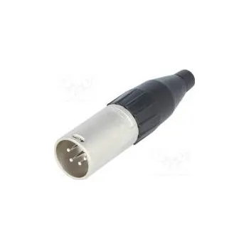 Elektrický konektor Zástrčka XLR vidlice PIN 4 přímý na kabel pájení stříbřený