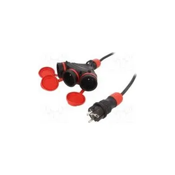Prodlužovací kabel Prodlužovací síťový kabel Zásuvky 3 guma černá 3x1,5mm2 15m