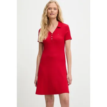 Dámské šaty Šaty Tommy Jeans červená barva, mini, přiléhavé, DW0DW21172 29X, vel. XS