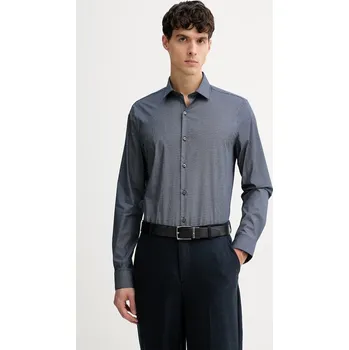 Pánská košile Košile Calvin Klein pánská, tmavomodrá barva, slim, s klasickým límcem, LV019EU083 59X, vel. 41