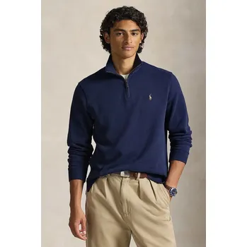 Pánská mikina Bavlněná mikina Polo Ralph Lauren pánská, tmavomodrá barva, hladká, 710P07411 59X, vel. M