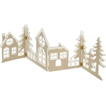 Vánoční osvětlení EMOS DCWW41 dřevěná vesnička 40 LED teplá bílá