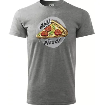 Sablio Tričko s potiskem Hot pizza - šedé 5XL