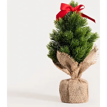 Vánoční dekorace Vánoční stromeček | MINIA | s červenou mašlí | 28 cm | 754821