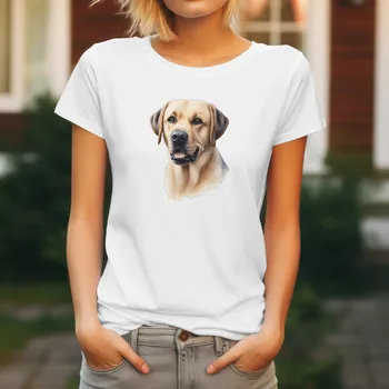 Dámská móda Dámské Tričko Labrador Barva: Bílá, Velikost: L