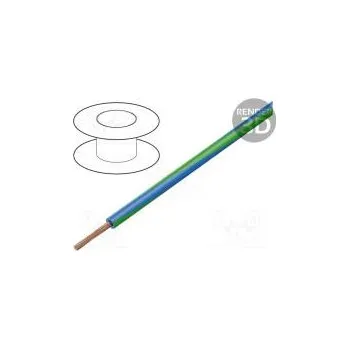 elektrický kabel Vodič LgY lanko Cu 0,75mm2 modro-zelená PVC 300/500V 100m