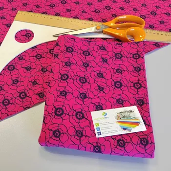 Moraviatex Balíček 1 metr - Finerib Ba/lycra tm.růžový 0103765 tisk Růže (tm.modrý obrys) 0,35kg