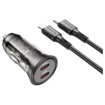 CL adaptér Borofone (BZ26B) 2x USB C, PD 45W, kabel USB C na Lightning, černá