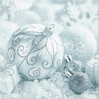 Papírový ubrousek PAW2 Papírové ubrousky PAW 33 cm x 33 cm Silver bauble 20 ks