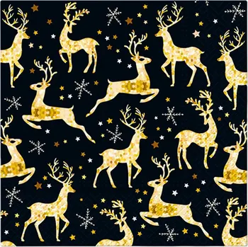 Papírový ubrousek PAW2 Papírové ubrousky PAW 33 cm x 33 cm Golden Reindeer Charm 20 ks
