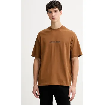 Pánské oblečení Bavlněné tričko Calvin Klein LV040HM228 hnědá 82X, vel. S