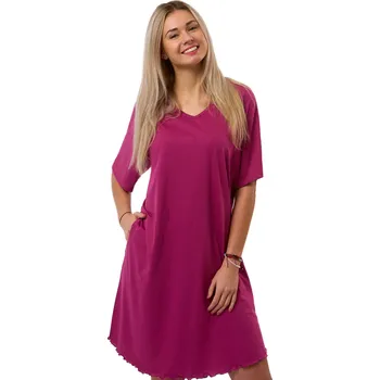 Dámská noční košile Dámská noční košilka z jemné bavlny 1C4163 vínová 1xl