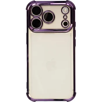 Pouzdro na mobilní telefon Průhledný kryt s fialovou hranou pro iPhone 17 Pro