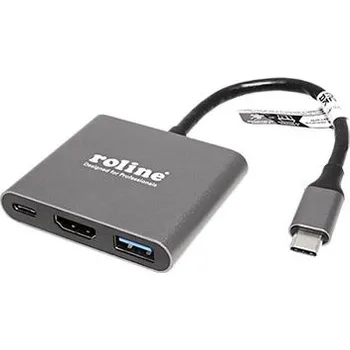 Datové redukce ROLINE Multiport adaptér USB C(M) -> HDMI 4K@60Hz, USB3.0 A, PD - 12.03.3199