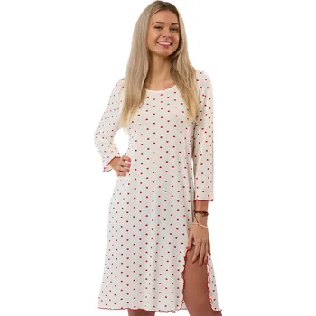 Dámská noční košile Dámská noční košilka bílá s červenými srdíčky pro plnoštíhlé 1D1767 bílá 2xl