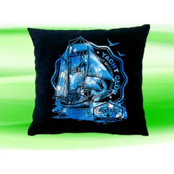 Dekorativní polštářek Polštářek s jachtou - yacht club černý (polštář 35x35 cm)