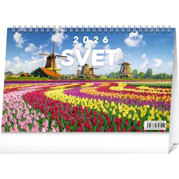 Kancelářské potřeby NOTIQUE Stolový kalendár Svet 2026, 23,1 x 14,5 cm