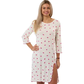 Dámská noční košile Dámská noční košilka bílá s růžovými a černými srdíčky 1D1758 bílá l