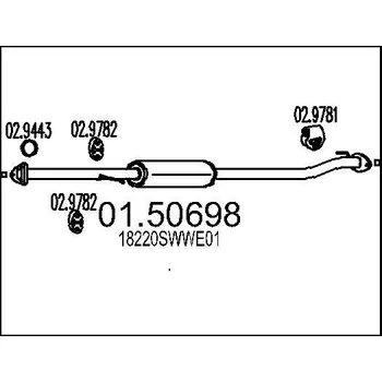 Tlumič výfuku Střední tlumič výfuku MTS 01.50698
