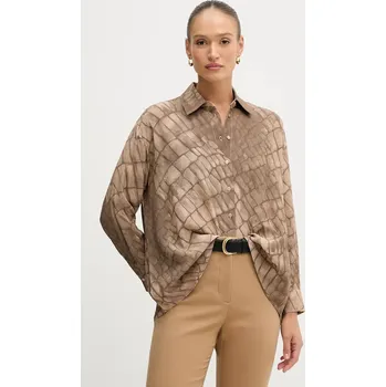 Dámská košile Košile Sisley dámská, béžová barva, relaxed, s klasickým límcem, 5W4VLQ07F 80X, vel. XS