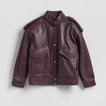 Dámský kabát Reserved - Kožená bunda - mahagonová - 957HU-93X - 957HU-93X-XS