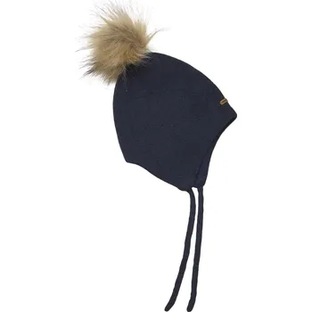 Kojenecká čepice Minymo - Čepice na zavazování s odjímatelnou bambulí - Total Eclipse Velikost: 104/110