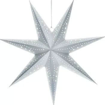 Vánoční dekorace Solight LED vánoční hvězda stříbrná, závěsná, časovač, 60cm, 20x LED, 2x AA