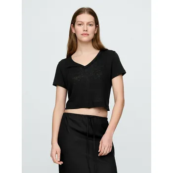 Dámské tričko GAP Dámské Lněné crop tričko GAP Černá XXS (2871239)