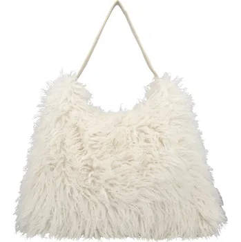 Kabelka Stylová dámská plyšová kabelka do ruky Oresti, krémová