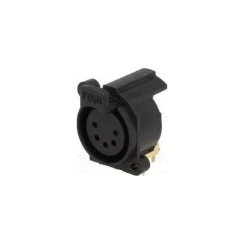 Elektrická zásuvka Zásuvka XLR zásuvka PIN 5 úhlové 90° s tlačítkem THT černá