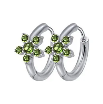 Náušnice Steel Edge Náušnice kroužky z chirurgické oceli WJHE1235ST Barva: Zelená