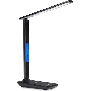 Lampička Verk 12256 LED stolní lampa s meteo stanicí černá