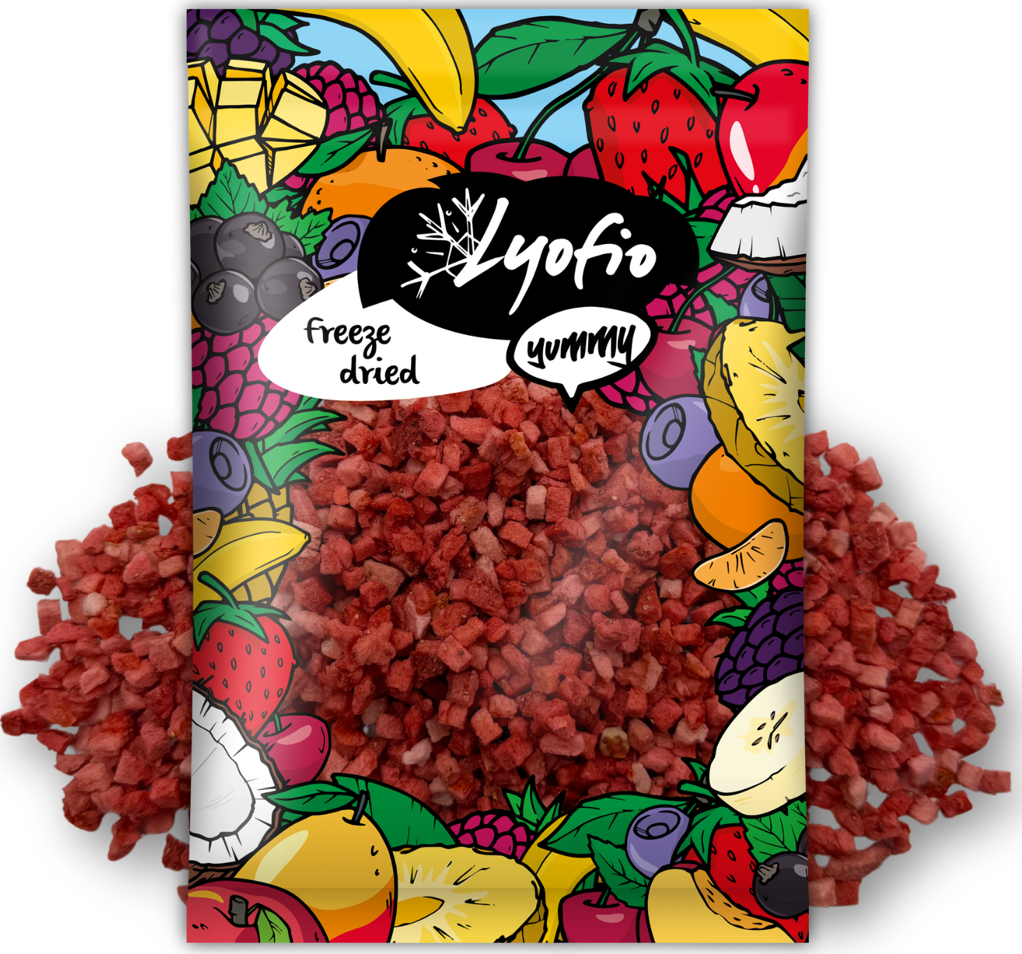 Lyofio.cz - Mrazem sušená jahoda kostičky 5x5mm 100 g