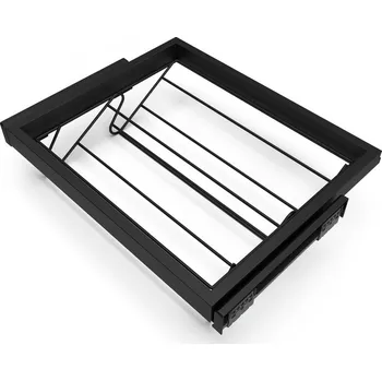 Šatní skříň Emuca S.R.L. Výsuvný botník do skříně s kovovým rámem a tlumeným dovíráním – černý (60 / 80 / 90 cm) Šířka rámu (mm): 800